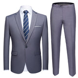 Jacket + Pants 2 Pieces Set Fashion New Men's Casual Boutique Business Dress Wedding Groom Suit Coat Blazers Trousers