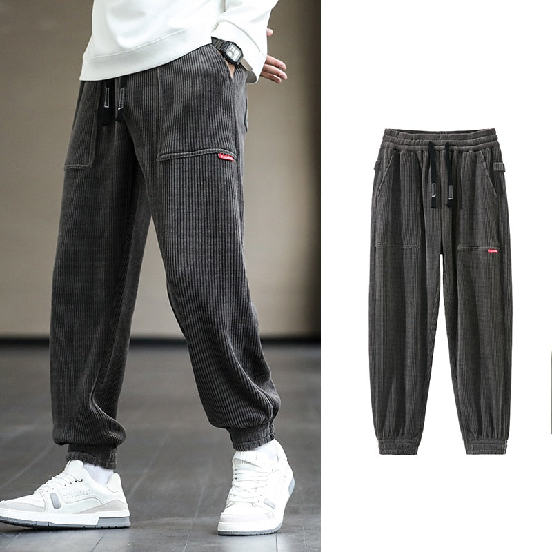 Autumn Winter Corduroy Sweatpants Men Baggy Joggers Fashion Streetwear Loose Casual Harem Pants Plus SIze 8XL