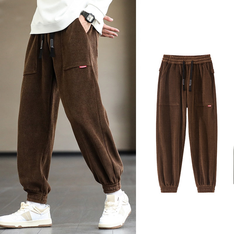 Autumn Winter Corduroy Sweatpants Men Baggy Joggers Fashion Streetwear Loose Casual Harem Pants Plus SIze 8XL