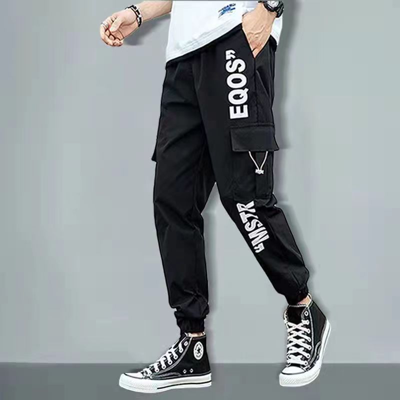 Classic Streetwear Casual Men Ribbons Harem Jogging Pants Male Slim Fit Spring Cargo Pants Multi-Pockets Women Trousers Jo