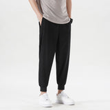 New Summer Men'S Casual Ice Silk Pants Korean Trend Loose Straight Tube Thin Harlan Trousers Quick Drying 9-Point Sweatpants