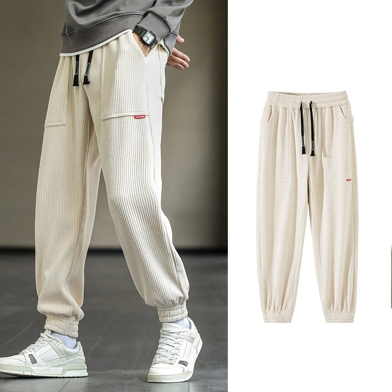 Autumn Winter Corduroy Sweatpants Men Baggy Joggers Fashion Streetwear Loose Casual Harem Pants Plus SIze 8XL