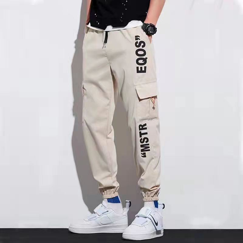 Classic Streetwear Casual Men Ribbons Harem Jogging Pants Male Slim Fit Spring Cargo Pants Multi-Pockets Women Trousers Jo