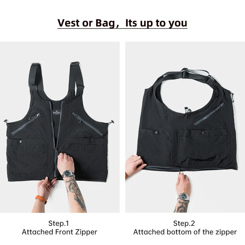 Maden New Arrival Large Capacity Army Green Men's Handbag Summer Camping Working Vest Dual-use Satche Jacket Tactical Backpack