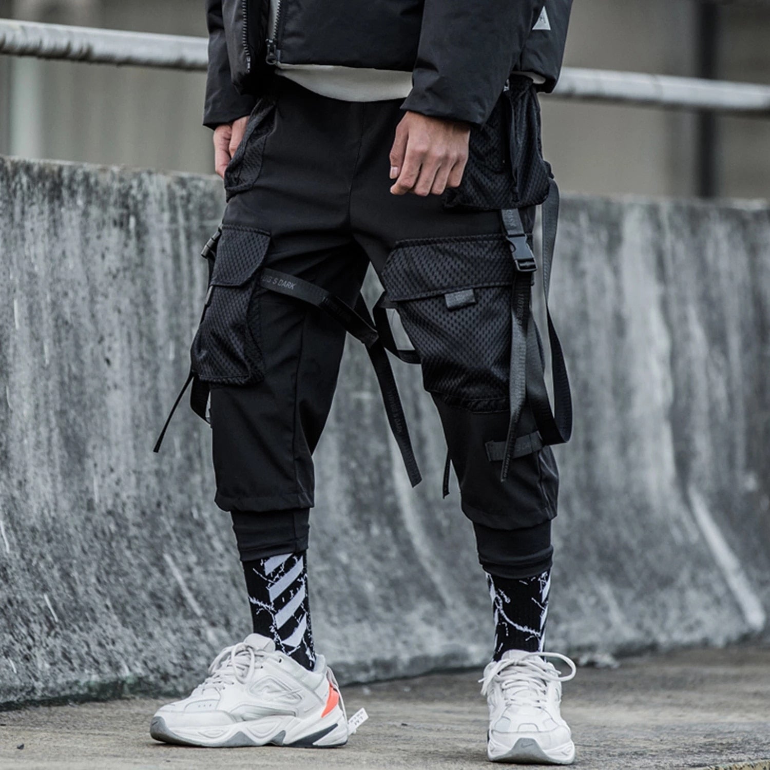 Detachable Multi-Pocket Cargo Pants Men Harajuku Hip Hop Streetwear Joggers Man Elastic Waist Sweatpants