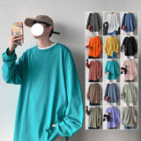 New Long Sleeve t shirt for Men Autumn Fashion Cotton Solid Color t-shirts Cozy Streetwear Men's t-shirt 5XL Baggy Korean Trendy