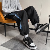 Hybskr Autumn Contrast Color Drawstring Men's Casual Pants Fashion Design Side Bottom Loose Sweatpants Streetwear Male Trouser