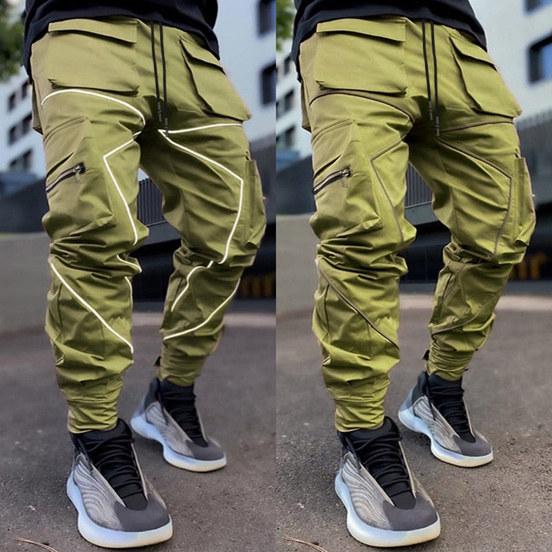 Cargo Pants Men's European And American Tide Loose Straight Sweatpants Multi-Pocket Trend Hip-hop Tight Pants