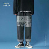 Summer thin men's fashion famous brand versatile loose straight Summer wide leg pants clothes streetwear hiphop denim