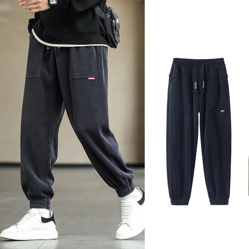 Autumn Winter Corduroy Sweatpants Men Baggy Joggers Fashion Streetwear Loose Casual Harem Pants Plus SIze 8XL