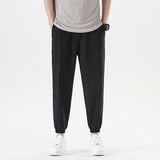 New Summer Men'S Casual Ice Silk Pants Korean Trend Loose Straight Tube Thin Harlan Trousers Quick Drying 9-Point Sweatpants