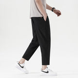 New Summer Men'S Casual Ice Silk Pants Korean Trend Loose Straight Tube Thin Harlan Trousers Quick Drying 9-Point Sweatpants