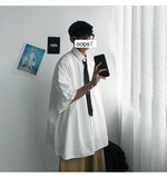 Gotmes Summer New Fashion Loose Solid Shirts Men's  Casual Short Sleeve Shirts Turn-down Collar Clothing Blouses Tops Q02