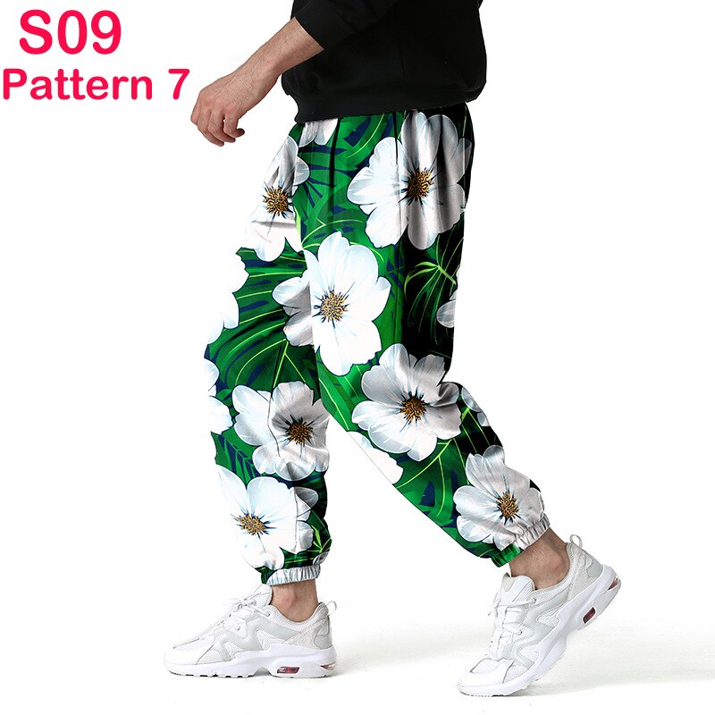 Fashion Traditional Nation Print Cotton Linen Joggers Pants Men Hip Hop Harem Trousers Mens Hippie Casual Streetwear Sweatpants