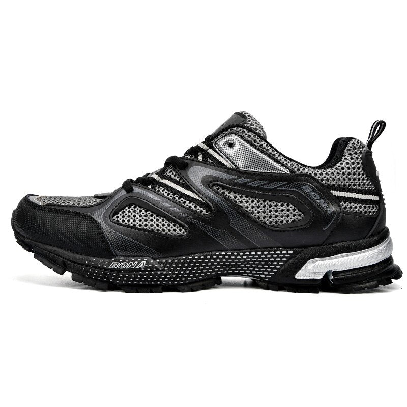 New Arrival Classics Style Men Running Shoes Cow Split Mesh Men Sport Shoes Lace Up Outdoor Jogging Shoes