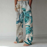 Autumn Vintage Skull Print Loose Straight Pant Men Summer New Fashion Trousers Street Hipster Casual Pants Mens Streetwear