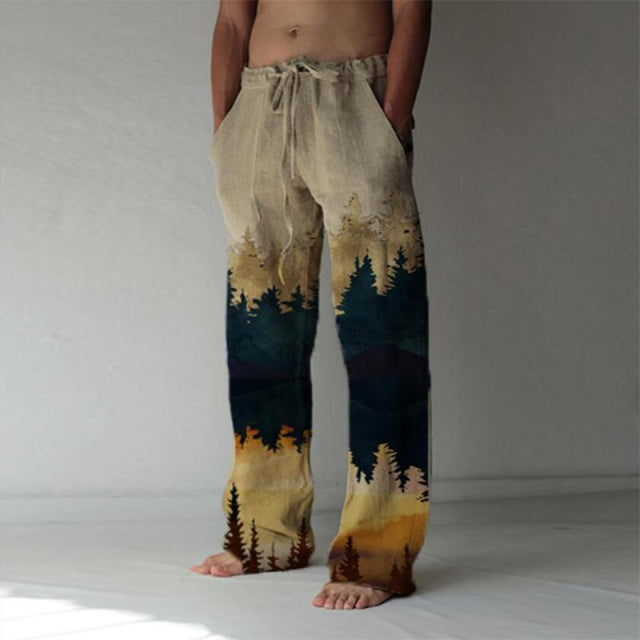 Autumn Vintage Skull Print Loose Straight Pant Men Summer New Fashion Trousers Street Hipster Casual Pants Mens Streetwear