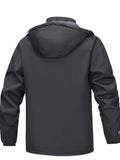 Thick Warm Hooded Polyester Jacket - Men's Casual Windproof Leisure Style Outerwear for Fall/Winter - Zip-Up Conventional Version Autumn/Winter