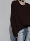 [Floral Pullover] Loose-Fitting Pullover Top | Intricate Floral Patterns, Semi-Transparent Design in Solid Colors And Geometric Block Patterns | Perfect for Spring And Summer Casual Wear, Knit