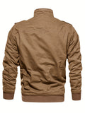 [Thick Cotton Retro Hooded Jacket] Men's Winter Casual Jacket Cotton Fabric Thick Stiff Shapely Retro Style Oblique Muscle Texture Hooded Fleece Lined Multi-pockets Knitted Ribbed Cuffs Hem Windproof Warm Outdoor Hiking Runni