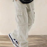Men's Fashion Drawstring Flap Pocket Casual Pants, Multi-Pocket Design Comfortable and Stylish - Perfect for Hiking Street Outdoor Activities | Spring/Summer Apparel, Suitable for All Seasons