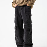 [Wide Leg Hip-hop Denim Pants] Men'S Workwear Jeans Hip-hop Street Dance Party Denim Jogging Pants Street Wide Leg Workwear Pants Straight Tube Loose Slimming Trend Retro Casual Denim Pants