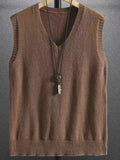 100% Viscose Solid Color V-Neck Knit Tank Top - Casual Sleeveless Sweater, Skinny Fit, Stretch Fabric, 210g/m² - for Spring/Fall, Outdoor & Streetwear, Adult & Teen
