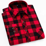100% Cotton Flannel Men's Plaid Shirt Slim Fit Spring Autumn Male Brand Casual Long Sleeved Shirts Soft Comfortable 4XL