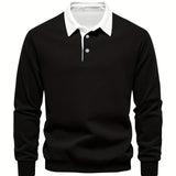 Fall & Winter Solid Color Fleece-Lined Shirt - Men's Casual Machine Washable with Button Detail