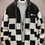 [Thick Polar Fleece Warm Jacket] Cozy Plaid Lambswool Jacket With Thick Polar Fleece Lining - Warm Winter Coat For Men And Women