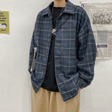 Gotmes-shop grunge outfits Autumn and Winter Plaid Woolen Coat Men's Loose Korean Style Trendy Ins Woolen Coat Retro Hong Kong Trendy