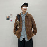 grunge outfits Autumn and Winter Plaid Woolen Coat Men's Loose Korean Style Trendy Ins Woolen Coat Retro Hong Kong Trendy