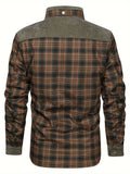 Men's Cozy Plaid Jacket - Casual Fall/Winter Button-Up with Lapel Collar