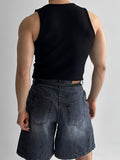 Men's Slim-Fit Ribbed Tank Top - Stretchy, Breathable Polyester for Gym & Fitness, Summer Essential