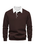 Fall & Winter Solid Color Fleece-Lined Shirt - Men's Casual Machine Washable with Button Detail