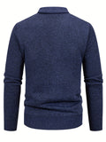 [100% Polyester V-Neck Cardigan] Men'S Casual Fashion V-Neck Cardigan Sweater - 100% Polyester Knit Fabric with Solid Pattern and Button Details, Regular Sleeve, Long Sleeve, Single Breasted Placket, Spring/Fall Season, Night