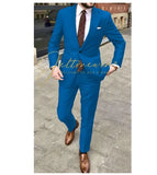 Handsome Casual 2 Piece Suit For Men Wedding Tuxedos Notched Lapel Groomsmen Men Suits Business Party Prom Blazer