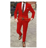 Handsome Casual 2 Piece Suit For Men Wedding Tuxedos Notched Lapel Groomsmen Men Suits Business Party Prom Blazer