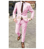 Handsome Casual 2 Piece Suit For Men Wedding Tuxedos Notched Lapel Groomsmen Men Suits Business Party Prom Blazer