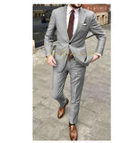 Handsome Casual 2 Piece Suit For Men Wedding Tuxedos Notched Lapel Groomsmen Men Suits Business Party Prom Blazer