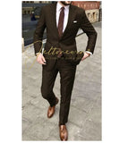 Handsome Casual 2 Piece Suit For Men Wedding Tuxedos Notched Lapel Groomsmen Men Suits Business Party Prom Blazer