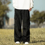 Gotmes Corduroy Pants Wide Leg Pants for Men Cargo Trousers Male Vintage Pants Winter Warm Japanese Harajuku Fashion Hip Hop