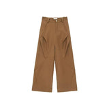 Men's Trousers Solid Color Niche Design Pleated Splice Loose Trend Male Casual Baggy Pant Wide Leg High Street
