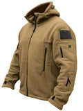 Windproof Fleece Jacket - Men's Cozy Hooded Coat - Zipper, Solid Color, Multiple Pockets for Autumn and Winter