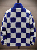 [Thick Polar Fleece Warm Jacket] Cozy Plaid Lambswool Jacket With Thick Polar Fleece Lining - Warm Winter Coat For Men And Women