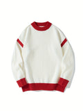 Casual Acrylic Crew Neck 1pc Men's Sweater - Long Sleeve Solid Color Sports Style with Slight Stretch - Universal Fit for Spring/Fall/Winter Weekend Wear