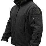 Windproof Fleece Jacket - Men's Cozy Hooded Coat - Zipper, Solid Color, Multiple Pockets for Autumn and Winter