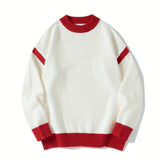 Casual Acrylic Crew Neck 1pc Men's Sweater - Long Sleeve Solid Color Sports Style with Slight Stretch - Universal Fit for Spring/Fall/Winter Weekend Wear
