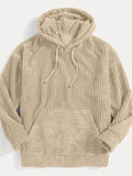 [Men's Vintage Corduroy Hoodie] Vintage Corduroy Hoodies For Men, Men's Casual Pullover Hooded Sweatshirt With Kangaroo Pocket Streetwear For Winter Fall, As Gifts