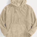 [Men's Vintage Corduroy Hoodie] Vintage Corduroy Hoodies For Men, Men's Casual Pullover Hooded Sweatshirt With Kangaroo Pocket Streetwear For Winter Fall, As Gifts